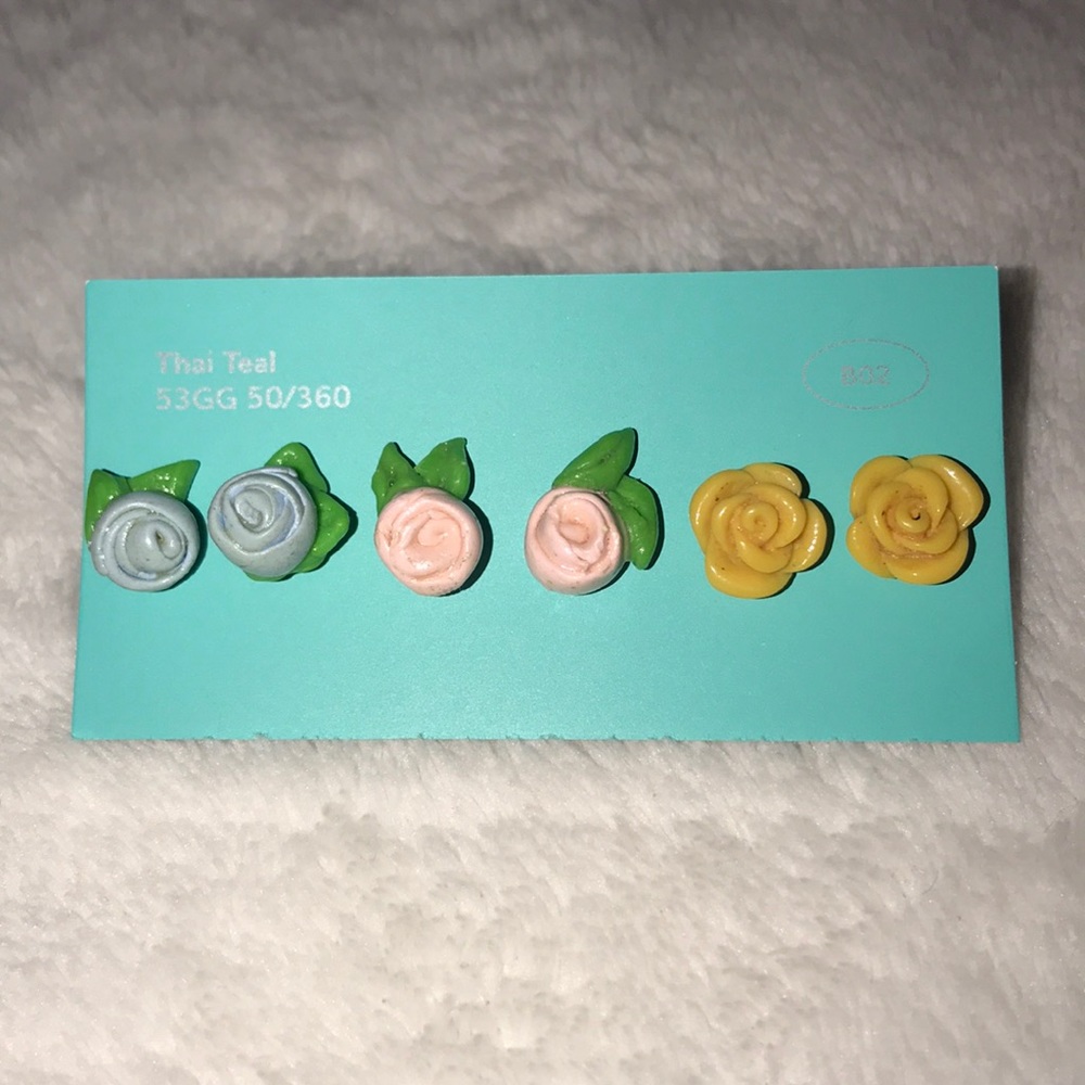 🌼🌸Handmade Clay Flower Earrings- Set of 3!🌸🌼